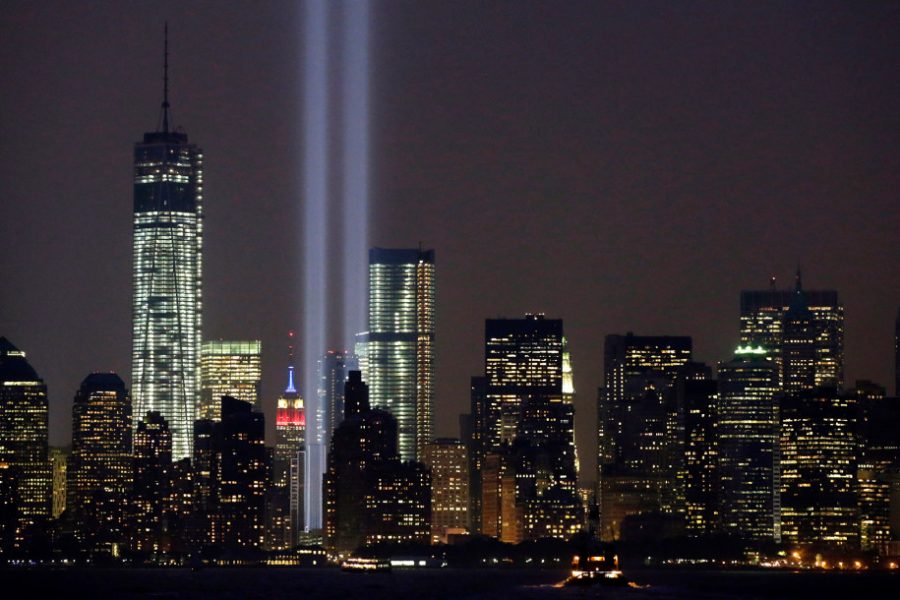Two lights in remembrance of 9/11